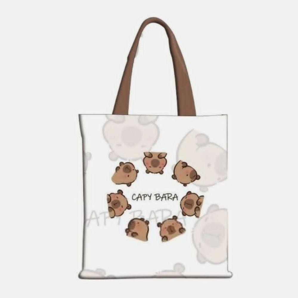 Tonfashion Tote Bag, กระเป๋า Capybara ที่ทนต่อการสึกหรอความจุขนาดใหญ่, กระเป๋านักเรียนผ้าใบ
