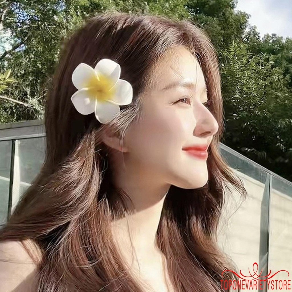 Topone-women Girl Plumeria กิ๊บติดผมน่ารักฮาวายดอกไม้ด้านข้างคลิปผมจระเข้ Barrettes จัดแต่งทรงผมเครื่องมือ