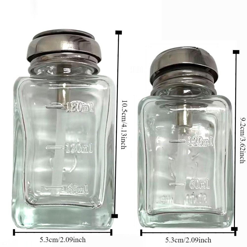 Desmond Push Down ปั ๊ ม Dispenser , Clear Square Clear Refillable Bottle , คอนเทนเนอร ์ เครื ่ องสําอางแก ้ ว 180ml/120ml Thicken Liquid ปั ๊ มขวด Facial Toner