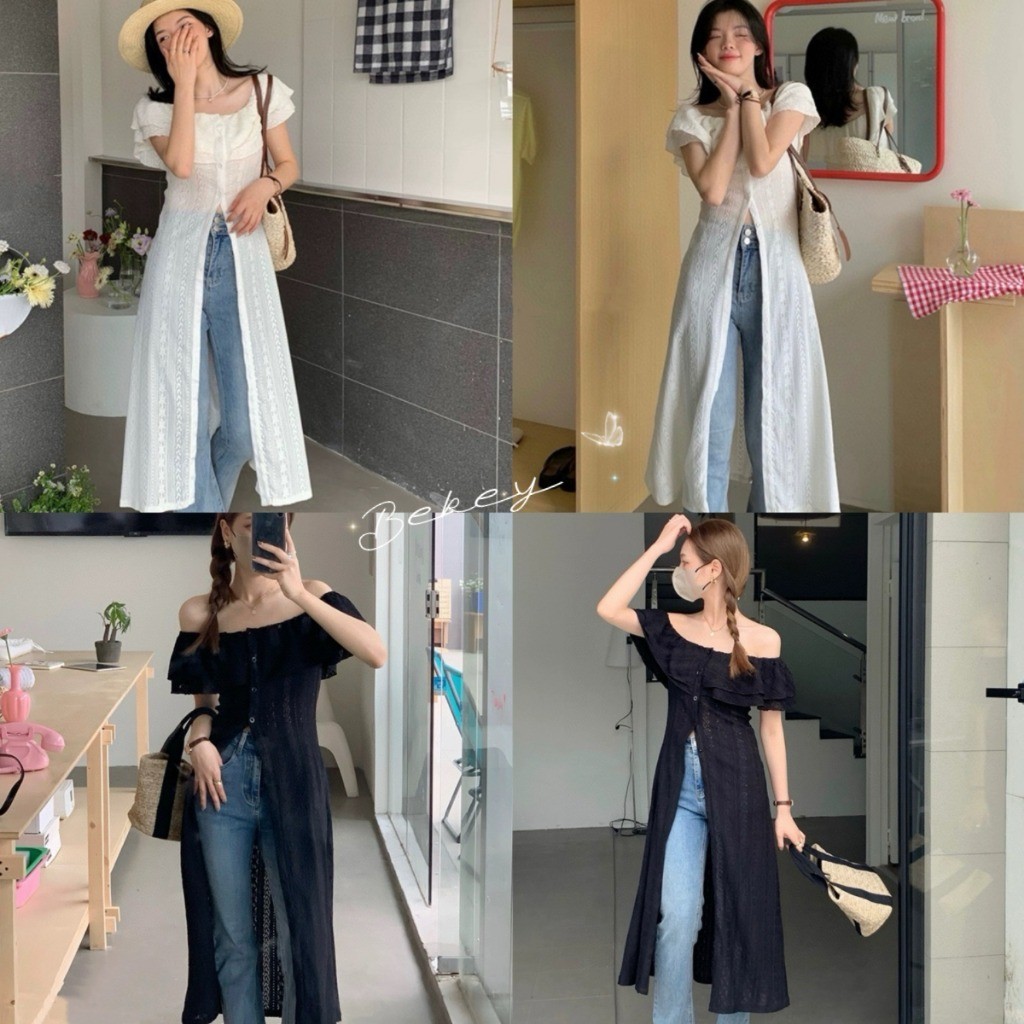(พร้อมส่งจากกรุงเทพ🇹🇭) เสื้อแขนสั้นผู้หญิงฤดูร้อน เดรสยาวไหล่เดียวเซ็กซี่ L048