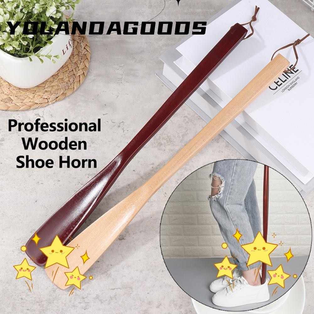Yola แตรรองเท้า, แขวนยาวพิเศษ Handle Shoehorn Lifter, ทนทาน Easy on Wood อาวุโสใส่รองเท้าเครื่องมือหญิงตั้งครรภ์ผู้ได้รับบาดเจ็บ
