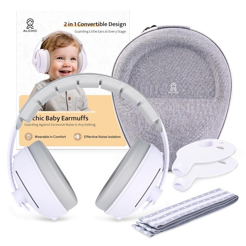 2-in-1 Convertible Design Baby Earmuffs ป้องกันเสียงรบกวนยกเลิกหูฟังสําหรับทารกและเด็กวัยหัดเดินสูงสุด 5 ปี, ที่ปิดหูลดเสียงรบกวนสําหรับทารกแรกเกิด, ปรับปรุงการนอนหลับ
