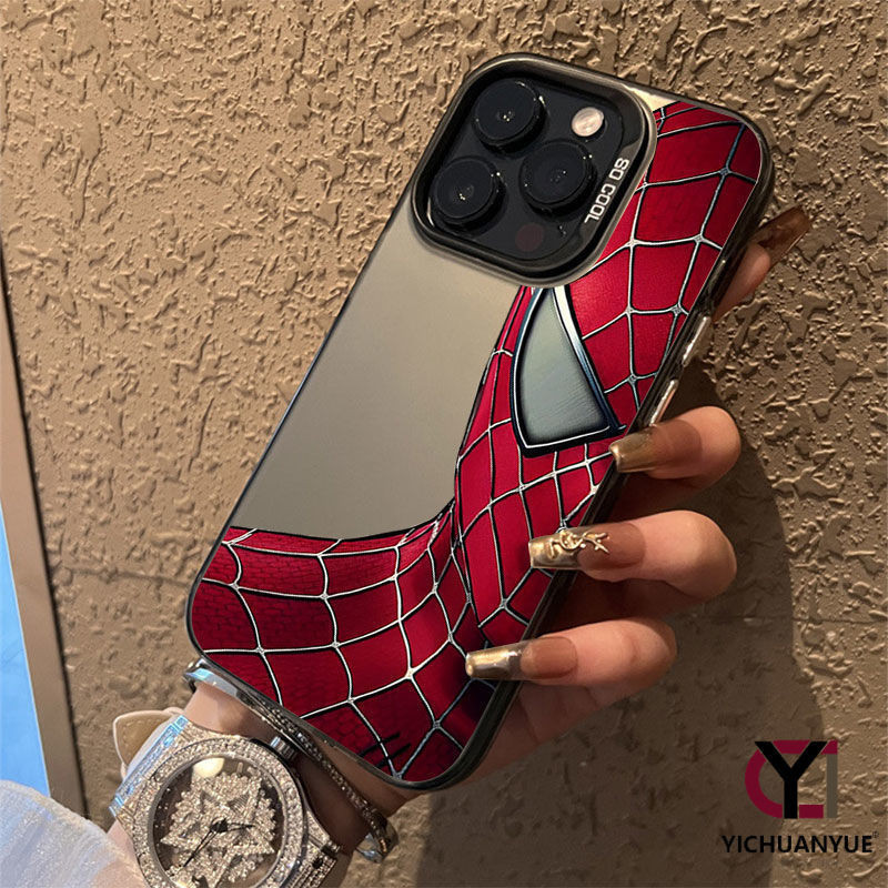 สำหรับ iPhone 13 12 14 11 15 Pro Max XR X Plus XS SE 7 8 สีแดง Spider-Man Cartoon Pattern Case กันกระแทกและเคส nyเคส