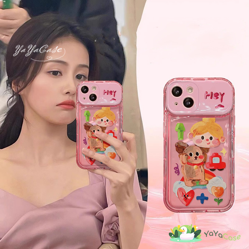 สำหรับ iPhone 11 13 CASE For เคสไอโฟน15 14 12 Pro Max X XR XS MAX 7 8 14 15 Plus เด็กน้อยและสุนัข รุ่น กระจกแต่งหน้า เคส