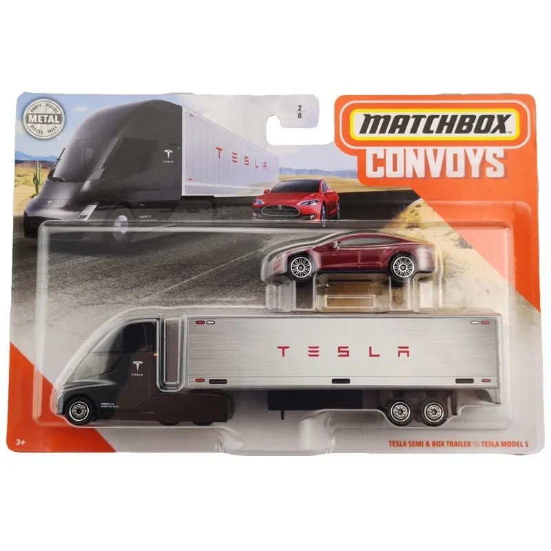 20n Matchbox Convoys TESLA SEMI BOX TRAILER และ TESLA MODEL S Collector Edition Metal Diecast Dog