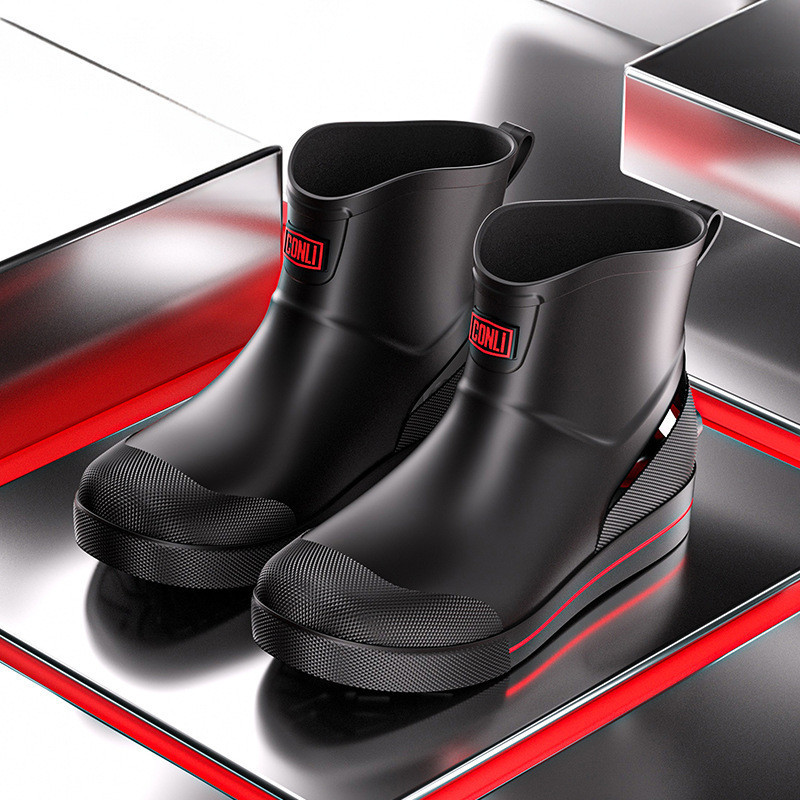 สไตล ์ ใหม ่ อินเทรนด ์ ผู ้ ชาย Rain Boots, Camping Mountaineering British Water Shoes, กันน ้ ํา Anti-slip Sea-resistant สวมใส ่ ห ้ องครัวก ่ อสร ้ าง