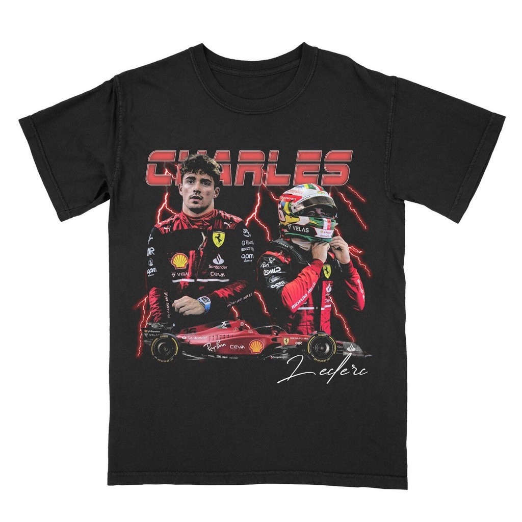 T-ShirtCharles Leclerc เสื้อยืด ลาย Formula 1 Ferrari racing สไตล์วินเทจ | V2 S-5XL