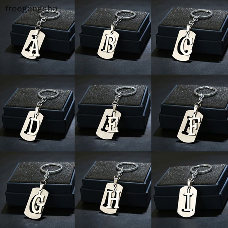 [ Freg ] สแตนเลส AZ ตัวอักษร Key Chain Charm 26 ตัวอักษร Keychain ผู ้ ชายผู ้ หญิงพวงกุญแจ FDH