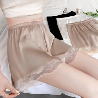 New🔥 กางเกงขาสั้นผู้หญิง กางเกงใส่นอน กางเกงผ้าซาติน ปลายขาแ…