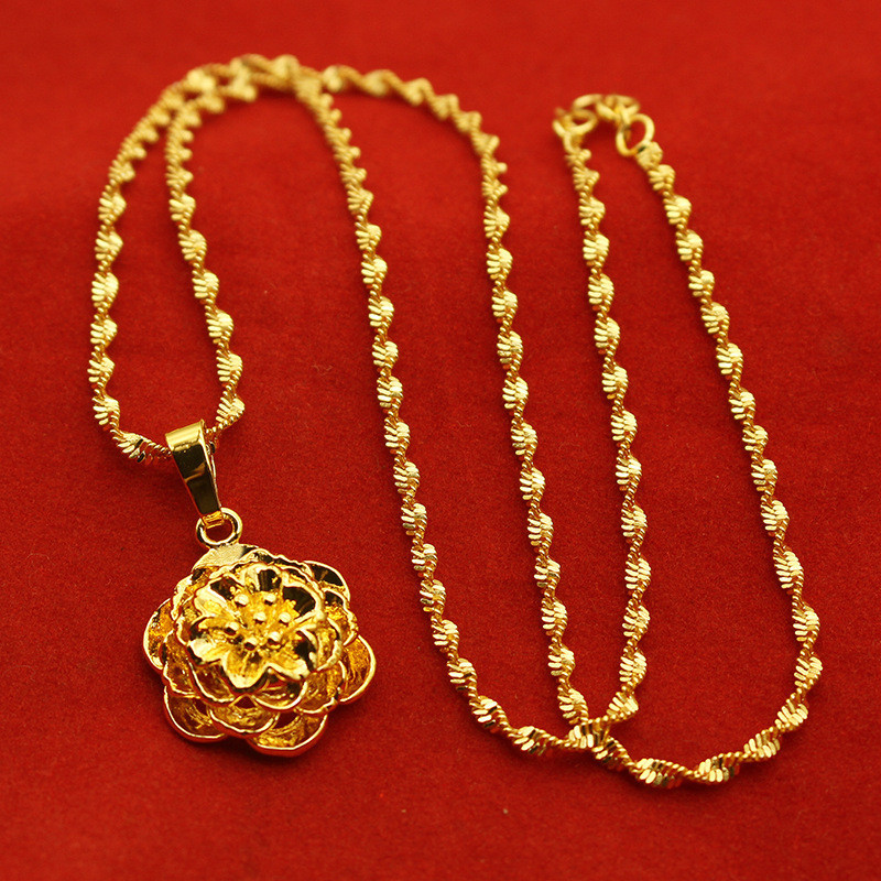 916 เกาหลีชุบทองจี ้ สร ้ อยคอผู ้ หญิงพีชหัวใจจี ้ ดอกไม ้ Hollow Water Droplet Clavicle Chain ราคา ถูกที่สุด ดีลบีเคเค แกลเลอรีภาพที่ 6