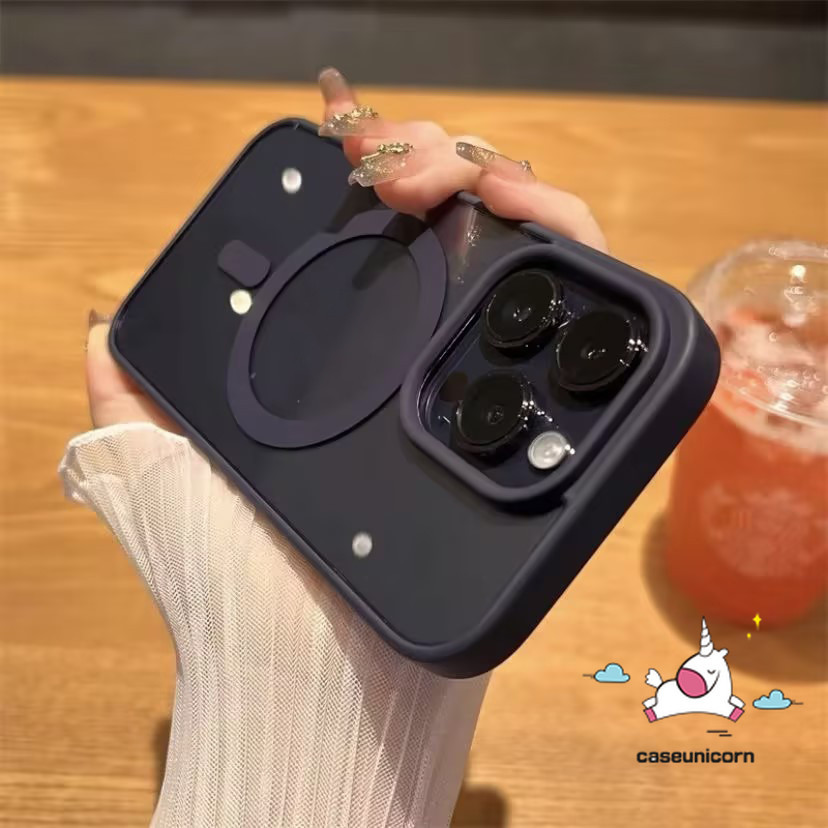 แฟชั่นหรูหรากรอบ Matte Magnetic Charge สีทึบสําหรับ iPhone 7Plus 11 15 13 14 12 Pro MAX XR XS MAX X 8 7 Plus SE 2020 กันชนนุ่มฝาครอบป้องกันกันกระแทก