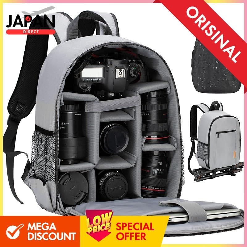 [TARION] Camera bag large capacity lightweight compact tripod carrying camera backpack with rain cover camera backpack gray TBS