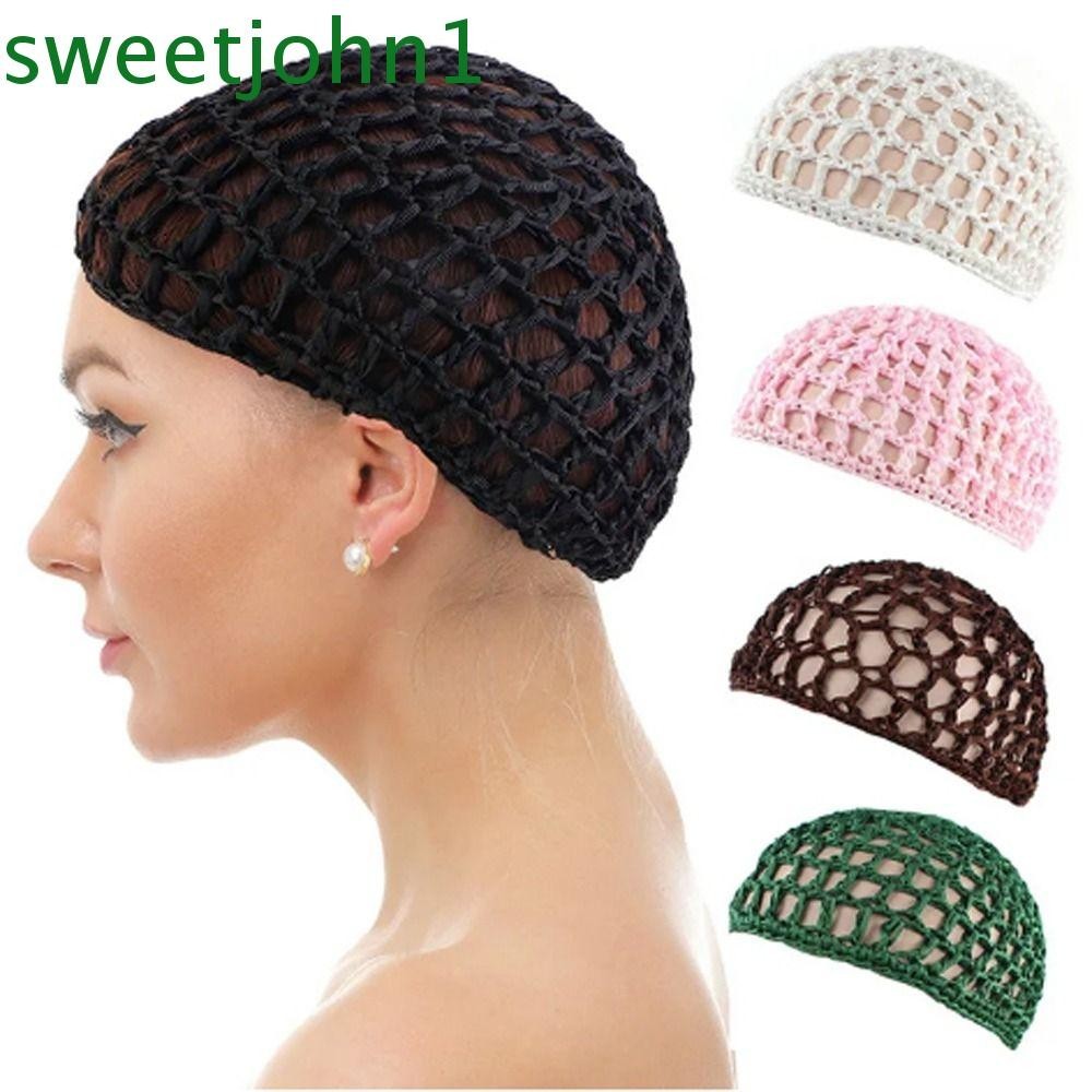 Sweetjohn ตาข ่ ายผม Net, Turban หมวก Handmade วิกผมสีดํา Caps, แฟชั ่ น Chemo หมวกปรับสายรัดถักผม Snood Sleeping