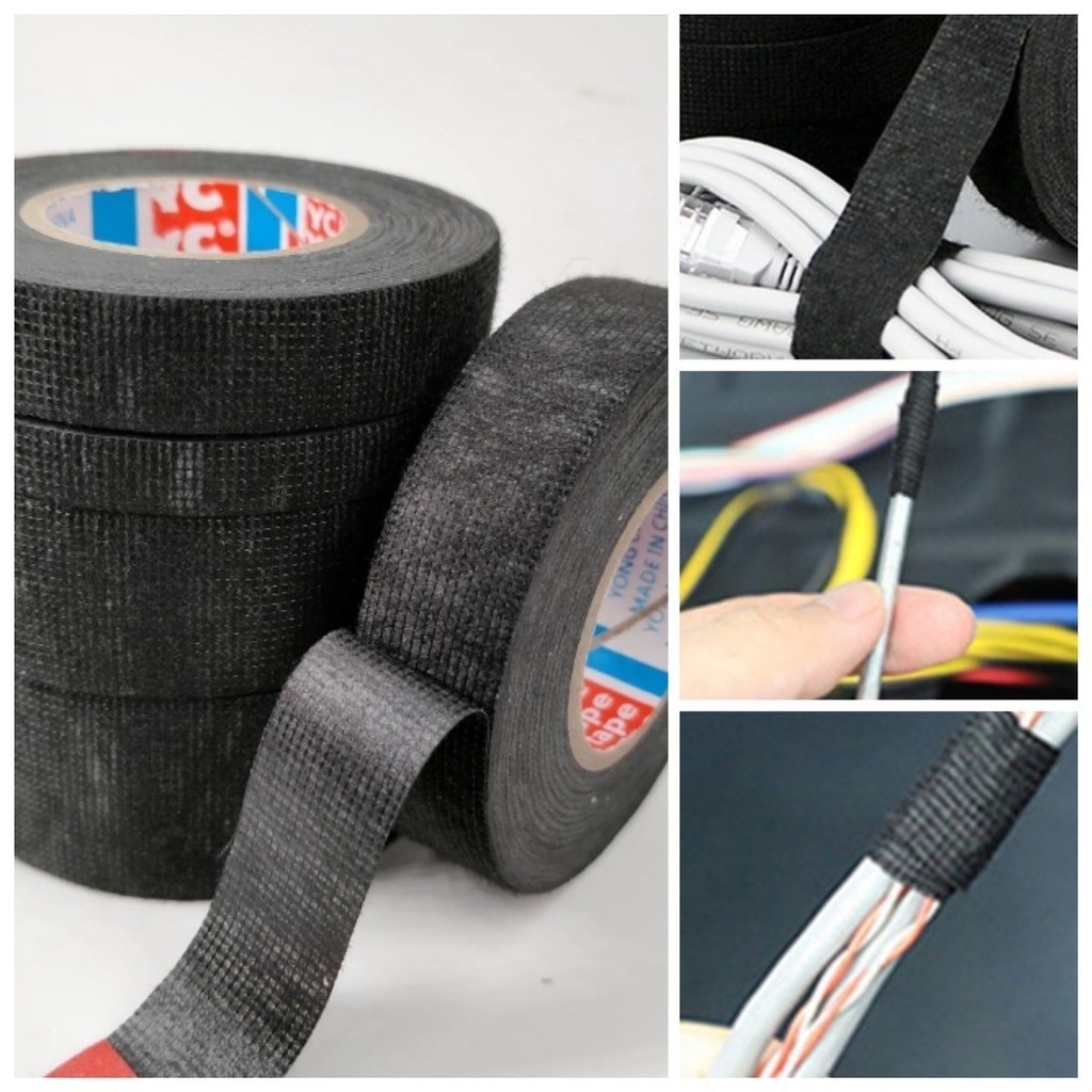 🎀 เทปผ้า พันสายไฟ กันความร้อน เทปพันสายไฟ ยาว 15 เมตร สายไฟรถยนต์ รุ่นอัพเกรดหนา แรงยึดติดสูงกว่าปกติ ผ้าสักหลาด 🎀