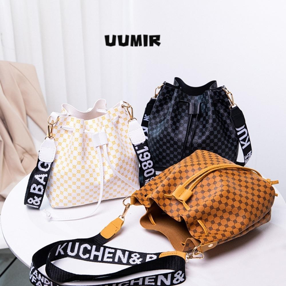 UUMIR  Plain Pleated Bag, Casual Plain One-sided Pleated Design Women 's Shoulder Bag, All-match Small PU Leather Bucket Bag Women