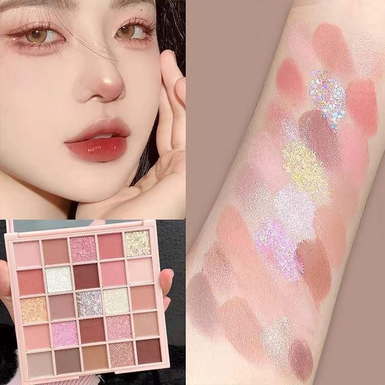25สี อายแชโดว์ อายแชโดว์พาเลท พาเลตอายแชโดว์กันน้ำ เนื้อใยไหม ประกายชิมเมอร์ 25-Color Eyeshadow