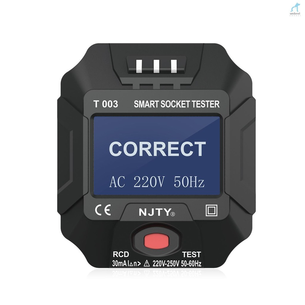 Njty 220 ~ 250V UK Plug Socket Outlet Tester Smart Socket Tester จอแสดงผลดิจิตอล LCD Socket Tester C