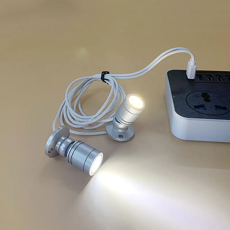Led USB Spotlight 3W DC5V เครื่องประดับตู้ตู้โชว์เคาน์เตอร์โคมไฟพื้นผิวติดตั้งเพดาน Mini Spot Light ปลั๊ก USB 2 in One