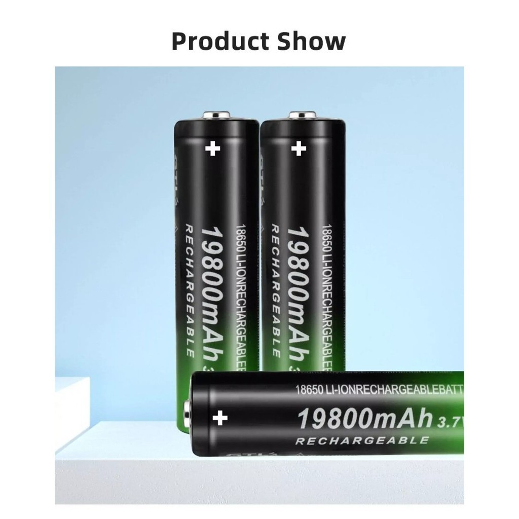 18650 19800mAh แบตเตอรี ่ ลิเธียมไฟฉายแบตเตอรี ่ แบบชาร ์ จไฟได ้ 3.7V + Liitokala Lii-202 2slot USB charger - รูปที่ 4