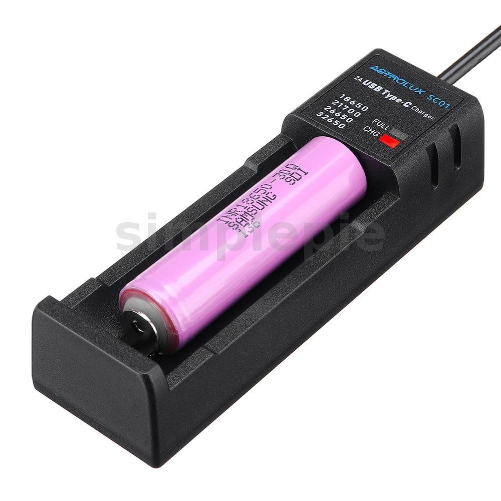 แอสโตรลักซ ์® Sc01 Type-C 2A Quick Charge USB แบตเตอรี ่ Charger Li-ion/IMR/INR/ICR Charger สําหรับ 18650 20700 21700 26650 เซลล ์