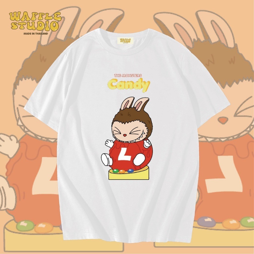 [100% Cotton] [ ส่งฟรี 🔥 ] WS0199 เสื้อยืดโอเวอร์ไซส์ เสื้อยืดเกาหลี ผ้าคอตตอน100% เสื้อยืด ลาบูบู้ 