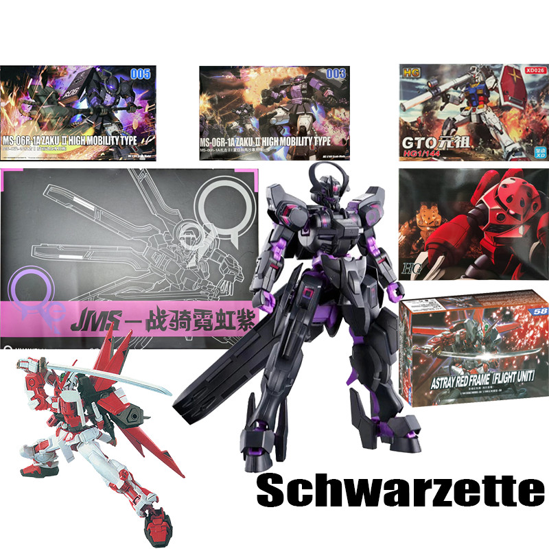 Gundam Schwarzette Neon สีม่วง MDX-0003 Ecopla Astray กรอบสีแดง MBF-P02 Zaku HG Gundam GTO ZGOK Unicorn Assembly Aerial รุ่นของเล่นเด็ก
