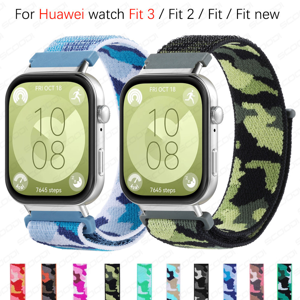 สายรัดไนลอนลายพรางสําหรับนาฬิกา Huawei Fit 4 / Fit 4 pro / Fit 3 / Fit 2 / Fit ใหม่สายนาฬิกาอัจฉริยะเปลี่ยนสร้อยข้อมือ band