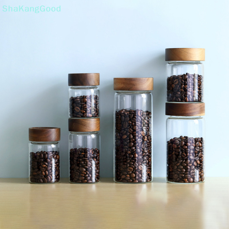 Skth เมล็ดกาแฟภาชนะเก็บแก้วหลอดไม้เครื่องมือหลอดบรรจุขวด Grain Storage กระป๋องปิดผนึก Barista เครื่องมือของขวัญ SKK