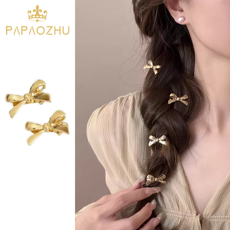 Papaozhu 1PC เกาหลีน ่ ารักทอง Bowknot คลิปผมสําหรับผู ้ หญิงน ่ ารัก Bow Hairpins Barrettes แฟชั ่ นอุปกรณ ์ เสริมผม