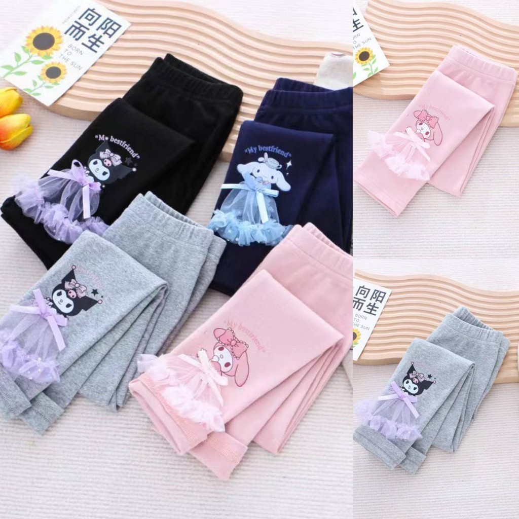 【 NEW 】🍭 กางเกงขายาวเลกกิ้ง Kuromi Melody Cinnamoroll Sanrio ผ้าบาง สวมใส่สบาย แฟชั่นฤดูร้อน🍭