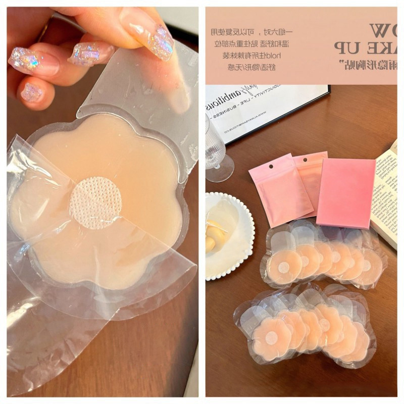 ดอกไม้นุ่มระบายอากาศหน้าอกแพทช์ฤดูร้อนที่มองไม่เห็นสติกเกอร์หัวนมผู้หญิงอุปกรณ์