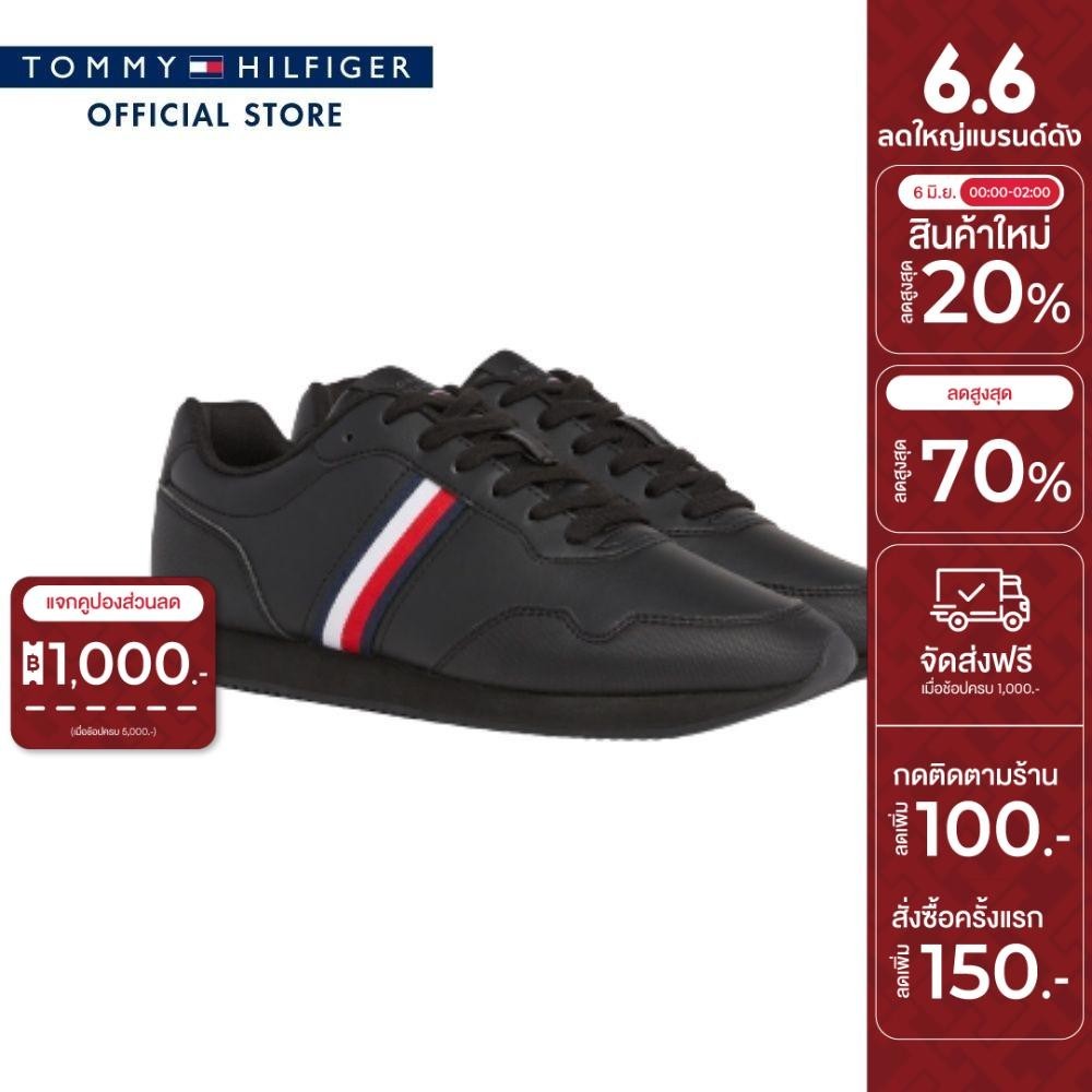 Tommy Hilfiger รองเท้าผ้าใบผู้ชาย รุ่น FM0FM04834 0GQ - สีดำ