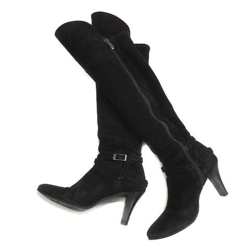 Ginza Kanematsu suede knee high boots long boots black black 22cm Direct from Japan Secondhand