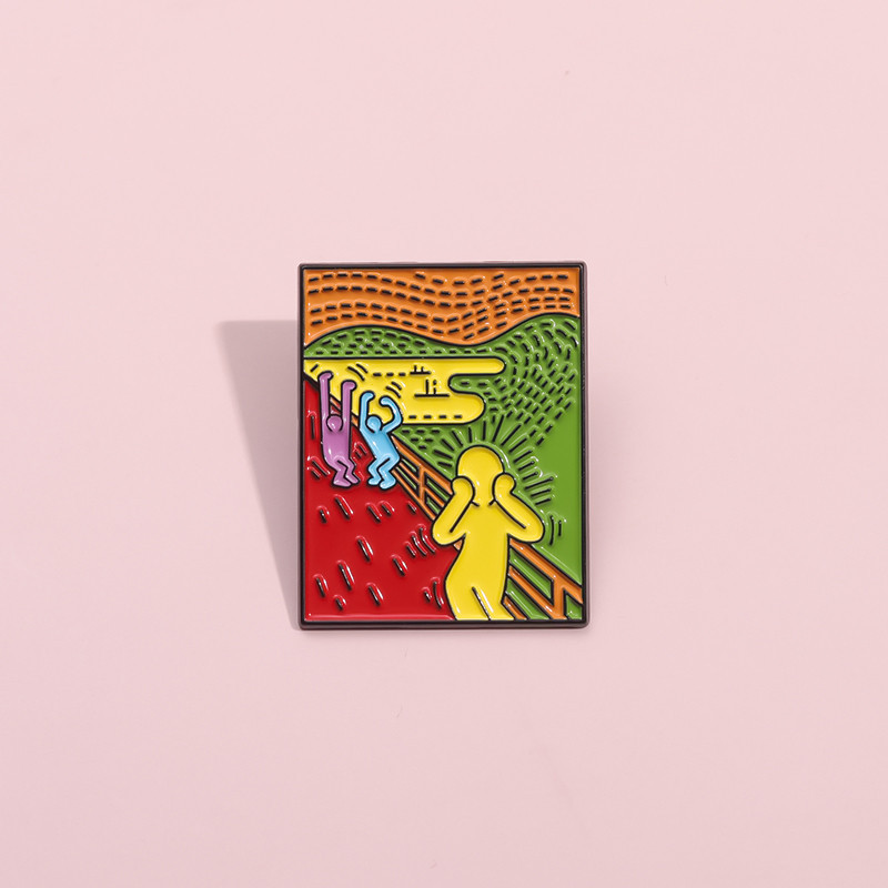 Creative การ์ตูน Keith Haring Style เข็มกลัดเคลือบแฟชั่นเสื้อผ้าอุปกรณ์เสริมกระเป๋านักเรียน Badge ของขวัญสําหรับเพื่อน