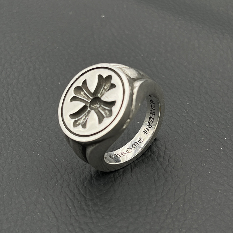 CH♥  แหวน/925 แหวนซีลดอกไม ้ Silver Cross /แหวนสไตล ์ คลาสสิกฮิปฮอป
