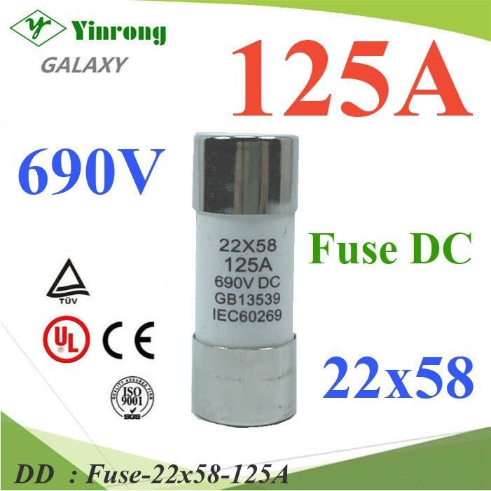Fuse-22x58-125A ฟิวส์ DC ขนาด 22x58mm 125A 690V GR สำหรับแบตเตอรี่ DD