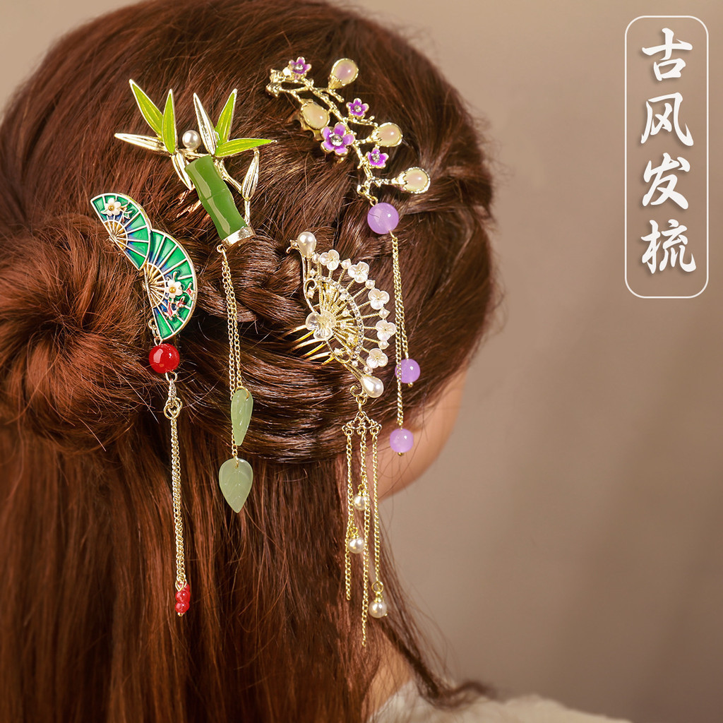 ฤดูร ้ อนสไตล ์ ใหม ่ โบราณพู ่ High-End ผมหวีสาวสไตล ์ จีนใหม ่ Hairpin Hairpin Retro Headdress