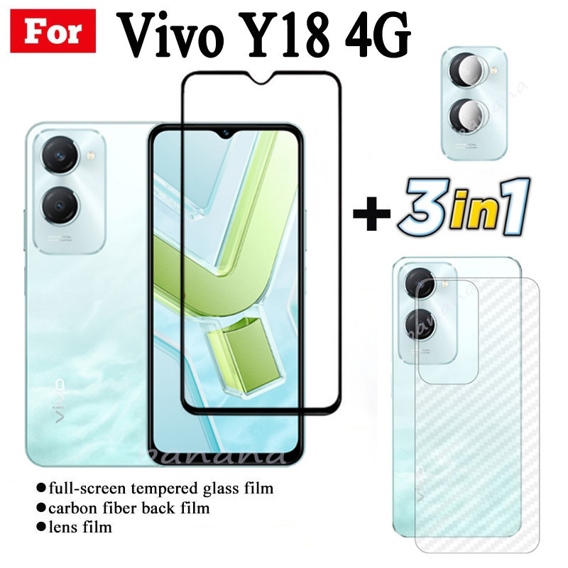3 IN 1 Vivo Y18 ฟิล์มกระจกนิรภัยสําหรับ Vivo Y 18E Y03 Y02A Y02T Y15S Y15A Y17S Y27S Y02S Y36 Y16 Y3