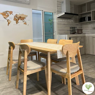 Evergreen Furniture โต๊ะทานข้าว ชุดโต๊ะรับประทานอาหาร 6 ท่าน (เก้าอี้ 6) ขนาด 150 ซม