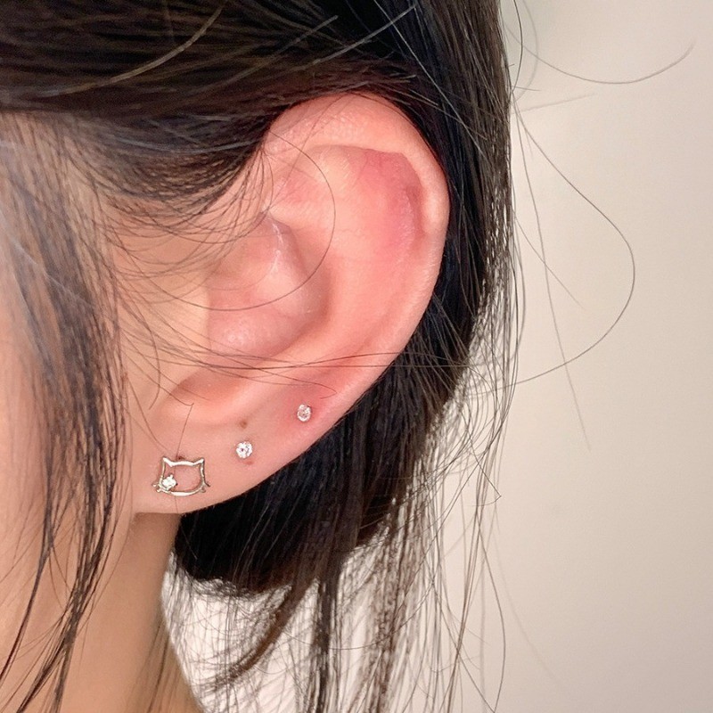 เราดอกไม ้ น ่ ารักคริสตัลเงินลูกแมวแมวต ่ างหูสตั ๊ ดสําหรับผู ้ หญิงทุกวันสวมใส ่ เลือกฟรีต ่ างหูเครื ่ องประดับอุปกรณ ์ เสริม - รูปที่ 4