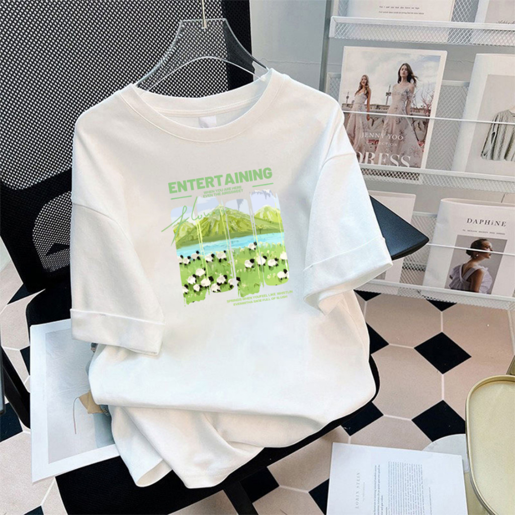 【My-T】พร้อมส่ง เสื้อยืดแนวอาร์ต ผ้าcotton 100% เสื้อยืด Oversize ใส่สบาย จิตรกรรมลาย "Canvas entertaining6"