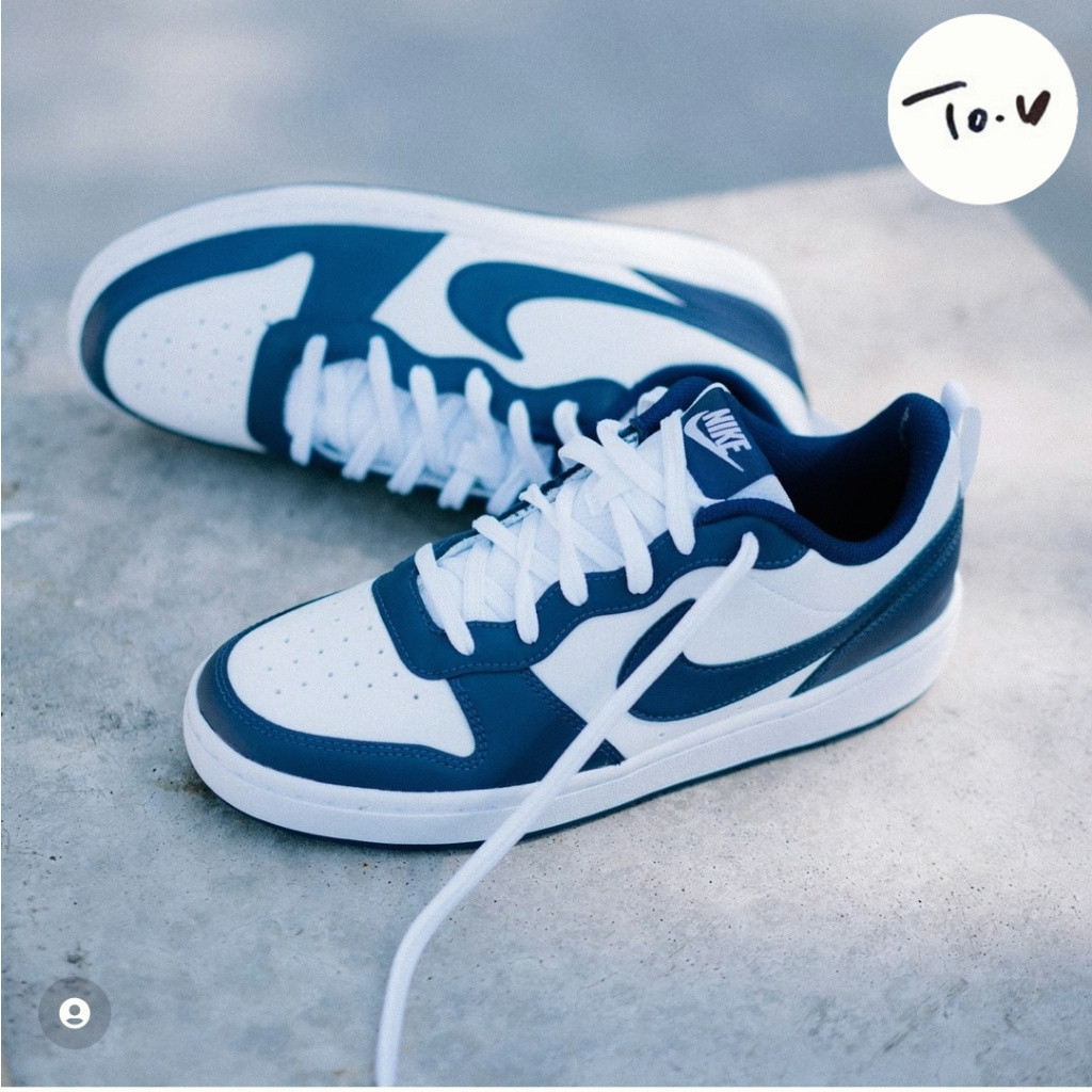 NK Court Borough Low 2 Obsidian Navy Blue Dark Blue สีขาวรองเท้าผู้ชายผู้หญิง BQ5448-107