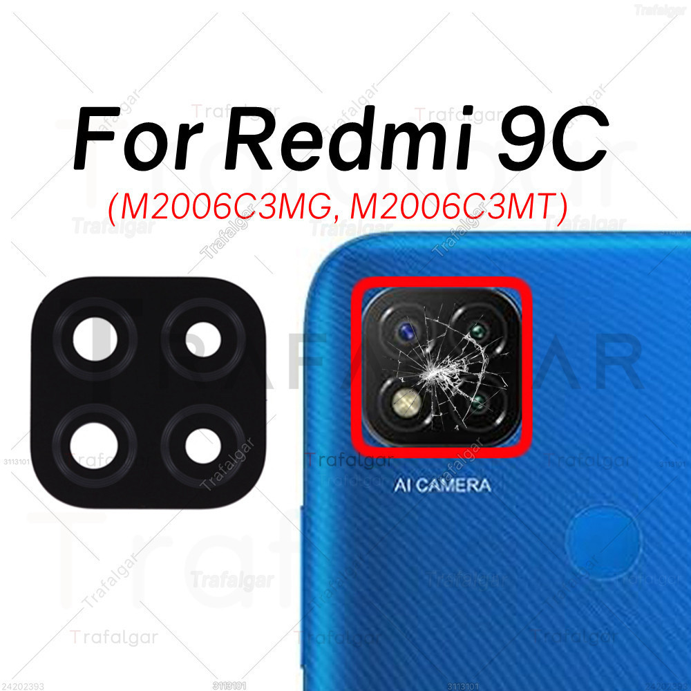 เลนส์กล้องด้านหลังสําหรับ Xiaomi Redmi 9C M2006C3MG M2006C3MT เปลี่ยนสติกเกอร์กาว