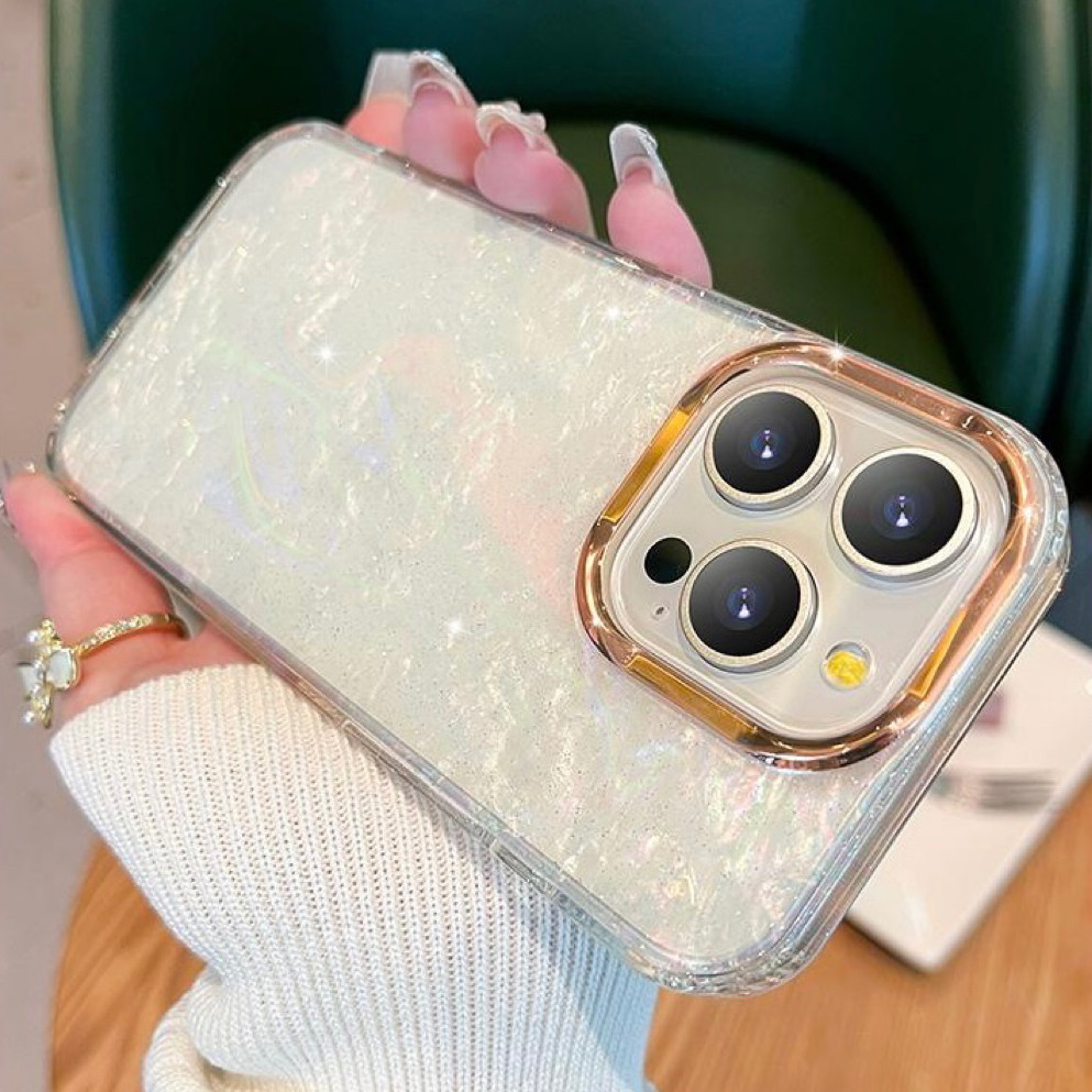 เคสโทรศัพท์ Glitter Shellไล่โทนสีหรูหราสําหรับiPhone15 14 13 12 11 Pro Maxปลอกกล้องกันกระแทกElectroplatedสแควร์ป้องกันฮาร์ดปกหลัง