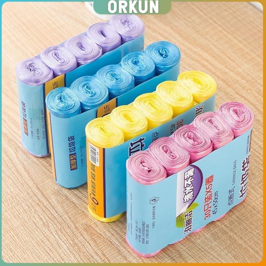 Orkun ถุงขยะม้วนแพค  ราคาประหยัด แบบม้วน ถุงขยะ Color Waste Bags
