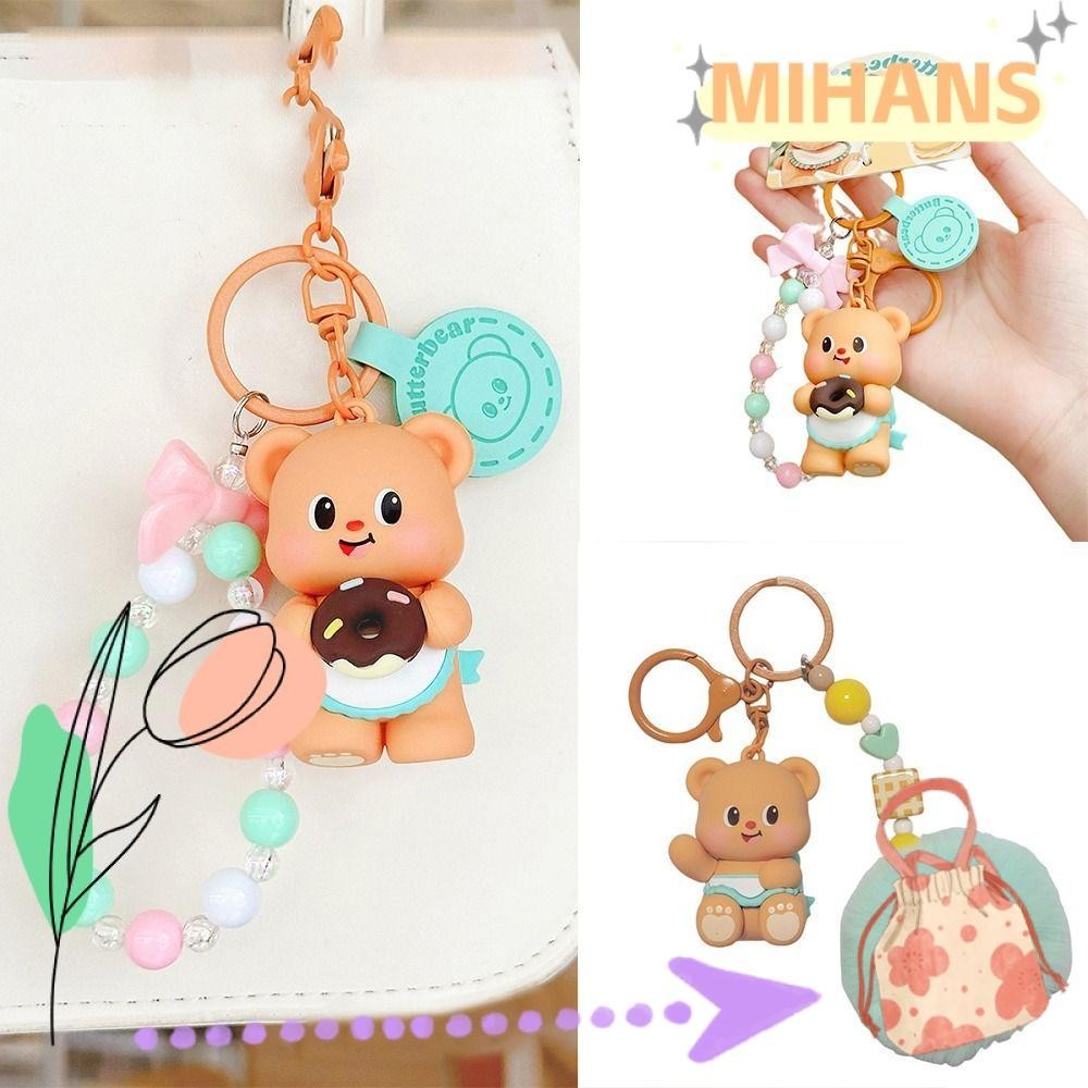 จี้ตุ๊กตา MIH พวงกุญแจหมีเนยของขวัญ PVC Charms กระเป๋าของเล่น