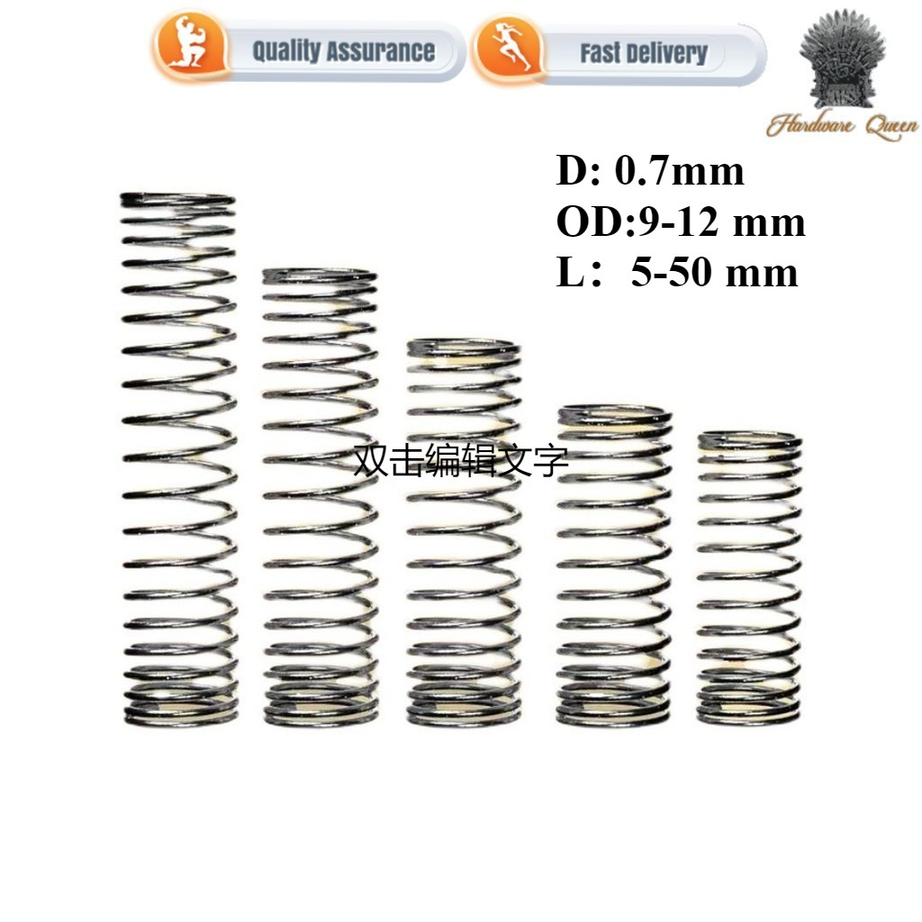 QQ1Compression Spring 20pcs SUS304 สแตนเลสยาว 5-50mm สปริงแรงดัน d0.7mm OD9-12mm สปริงแรงดัน ความตึงเครียดแข็งแรง ไม่เสียรูปง่าย DIY