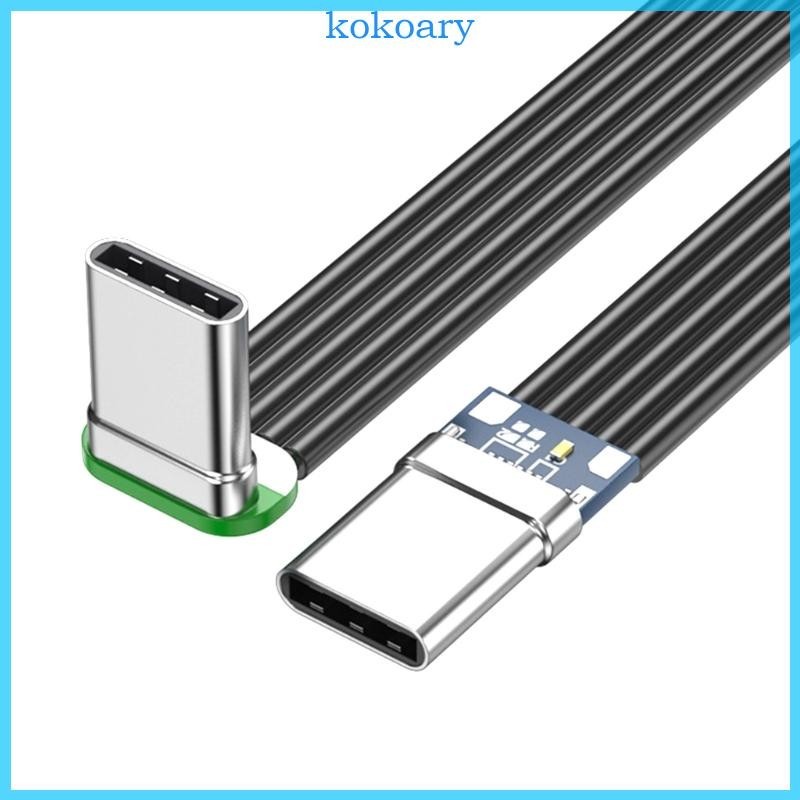 Kok UsbC TypeC สายแบนนุ่มชายกับชายสายชาร์จสายชาร์จอย่างรวดเร็ว 480Mbps รองรับวิดีโอ 4K