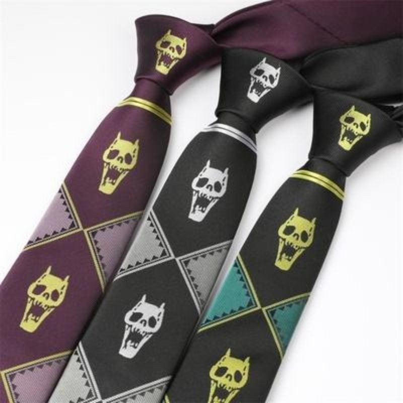 เวอร์ชั่นญี่ปุ่น JOJO Kira Yoshikages Bizarre Adventure Tie ผู้ชายผู้หญิงสองมิติอะนิเมะ Skull สินค้า