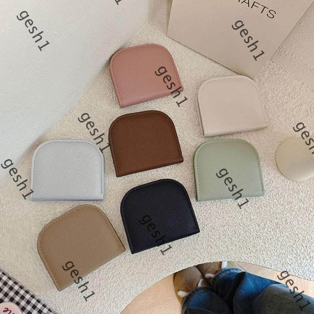 Gesh1 กระเป๋าสตางค์ใบสั้น,กระเป๋าใส่เหรียญหนัง PU ขนาดเล็ก,สีทึบแบบพกพาพร้อมกระเป๋าซิปเงินนักเรียน